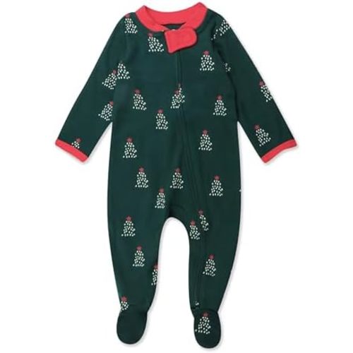 HonestBaby Baby Holiday Sleep & Play Footed One-Piece Pajama Sleeper 100% Organic Cotton