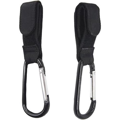 Stroller Hook, Adjustable Stroller Bag Hook, Stroller Hooks for Bags, Stroller Clips Stroller Straps, Stroller Hooks for Strollers, Wheelchairs, Shopping, 2 Pack, Black