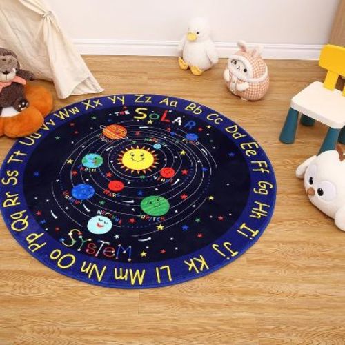 Solar System Kids Area Rug , Outer Space Rug , Ultra Soft Low Plush Cosmic Planet Theme Kids Play Mat , Non-Slip , Classroom/Bedroom/Playroom