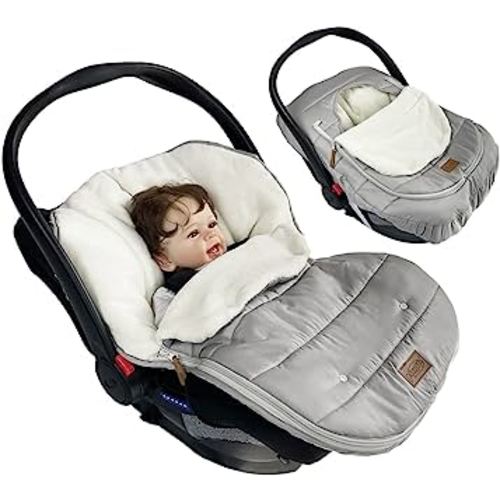 Car Seat Bunting Bag Set, Cover for Spring Fall, Front Height Adjustable Waterproof Infant Carseat Bunting Bag for Winter, for Harsh Winter Use Car Seat Cover and Bunting Bag Together