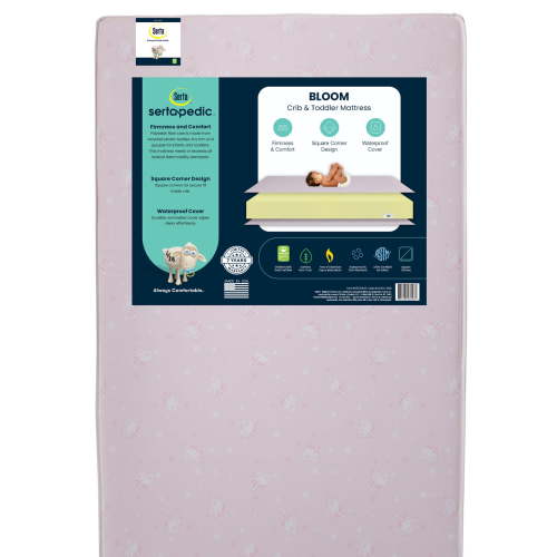 Serta Sertapedic Bloom 5" Dual-Sided Crib & Toddler Mattress, Sustainably Sourced Fiber Core, GREENGUARD Gold Certified