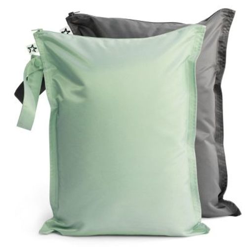 Tiny Twinkle Mess-Proof Waterproof Washable Baby/Toddler Wet Bags for Diapers, Swimsuits and Travel (Sage, Charcoal)