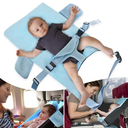 LoTanop Toddler Airplane Bed for 1-12 Months Old Baby, Portable Toddler Bed, Baby Travel Essentials for Flying, Suitable for Airplanes (Blue)