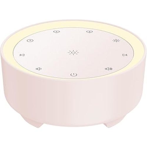 Kipcush Sound Machine & Night Light for Adults, Baby, Kids. White Noise Machine with 20 Soothing Sleep Sounds. Small Size & Portable Design for Bedroom, Office, Travel. Favorites Buttons, Timer(Pink)