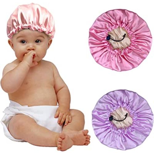 3 Pieces Kids Satin Bonnet Night Sleep Caps, Adjustable Sleeping Hat Soft Silk Flower Night Hats for Natural Hair Teens Toddler Child Baby Reversible Double