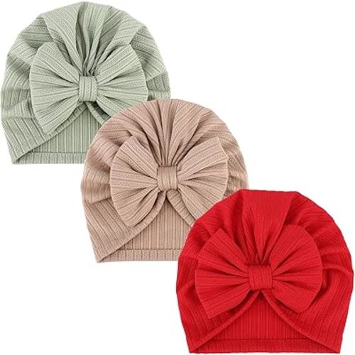 Newborn Baby Girl Hats with Bow Cotton Toddler Infant Beanie Cap Newborn Hospital Hats for Baby Girl Kid 0-12 Months
