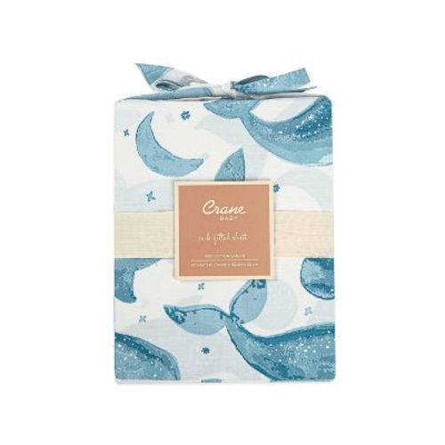Crane Baby Fitted Crib Sheet - Caspian Whales: 100% Cotton