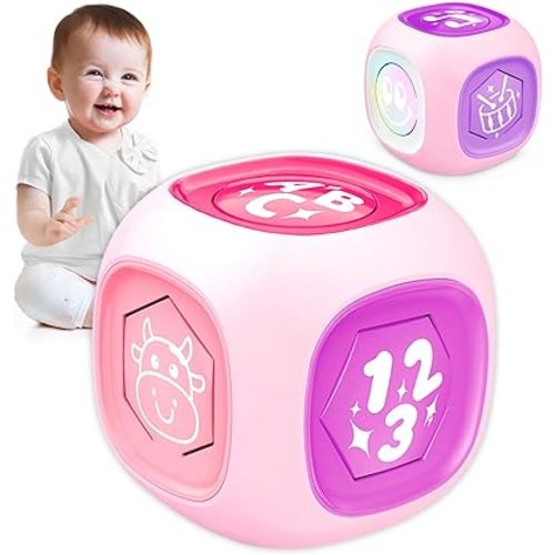 Toys for 1 Years Old Girls, Bilingual Learning Toys with Music & Light for Baby Ages 6-9-12-18 Months, Interactive Educational Toy for Infant, First Christmas 1st Birthday Gifts Toy for Toddlers Kids