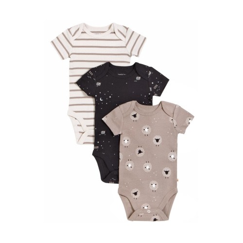 Assorted 3-Pack Cotton Bodysuits, Newborn