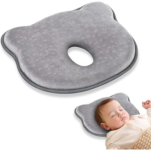 2025 Memory Foam Baby Pillow, Cartoon Bear Soft & Cozy Pillow for Kids, Boys & Girls, Breathable Bedding Set for Infants, Prevents Flat Head, Neck & Head Support for Car Seat, Nap Time, Gift