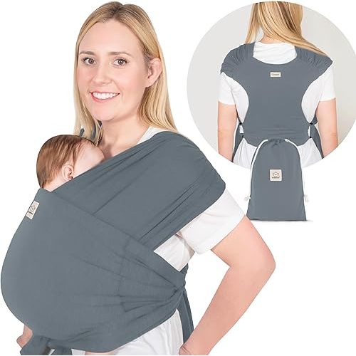 KeaBabies Baby Wrap Carrier Ring Sling - Midnight Gray