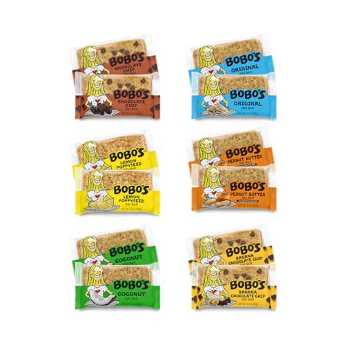 Bobo's Oat Bar Sampler Pack - Vegan - Non GMO - Plant Based - 6 flavors (12 count) Convenient On-The-Go Breakfast or Snack