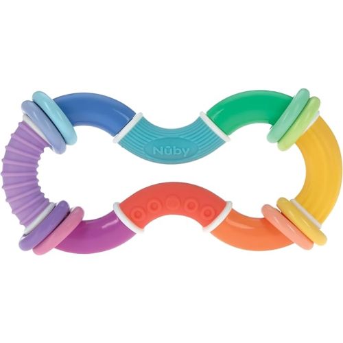 Nuby Twist-a-Ring Rattle Teether Toy for Babies - Toy for Baby Teething Relief - 6+ Months