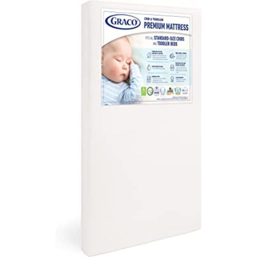 Graco Premium Foam Crib & Toddler Mattress – GREENGUARD Gold and CertiPUR-US Certified, 100% Machine Washable, Breathable, and Water-Resistant Cover, Meets All Applicable Category Safety Standards