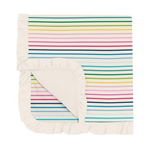 Print Ruffle Stroller Blanket in Happy Stripe