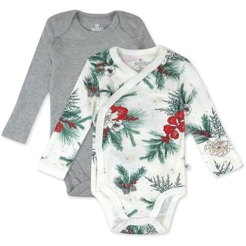 HonestBaby Baby Long Sleeve One-Piece 100% Organic Cotton Bodysuits, Multipack
