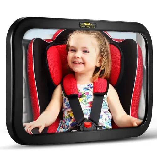 Baby Car Mirror, DARVIQS Car Seat Mirror, Safely Monitor Infant Child in Rear Facing Cars Seat, Wide View Shatterproof Adjustable Acrylic 360°for Backseat, Crash Tested and Certified for Safety