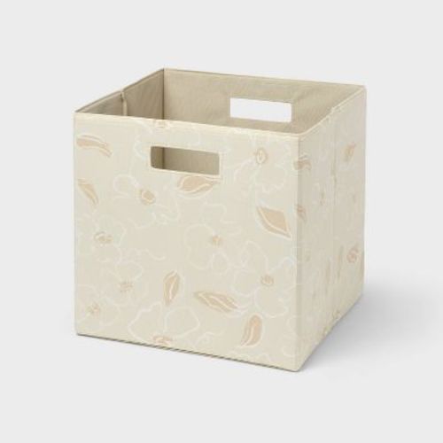 13''x13'' Fabric Decorative Storage Bin Ivory Leaf - Brightroom™: 13 Inch Storage Cube, Decorative Storage