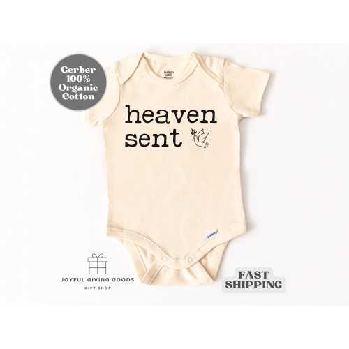 Heaven Sent Baby Gerber Organic Cotton Onesie Holiday Baby Outfit Cute Religious Bodysuit Sleeper Heaven Sent Xmas Infant suit