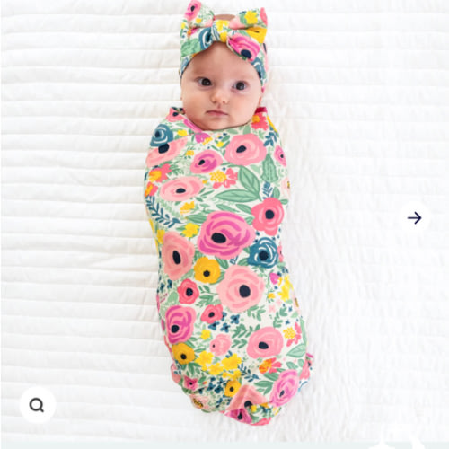 Secret Garden Swaddle & Luxe Bow Headband Set - Little Sleepies