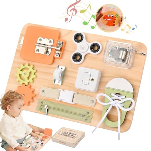 Montessori Toys for Tooddlers- Busy Board for 1 2 3 4 years - Educational Fidget Toys for Baby - Wooden Sensory Toys Autistic Children - Preschool Activities - Fine Motor Skills – Travel Toy