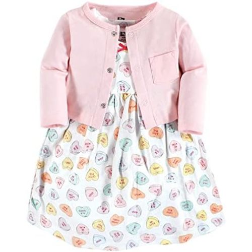Hudson Baby Baby Girls' Cotton Dress and Cardigan Set