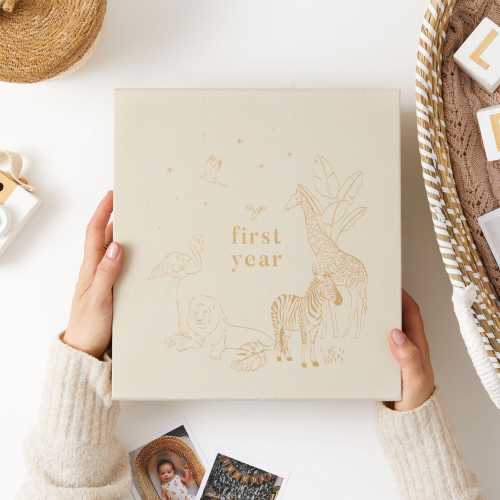My First Year (birth to 1 year old) Safari - Photo Album - memory album, keepsake gift, record book, blank pages