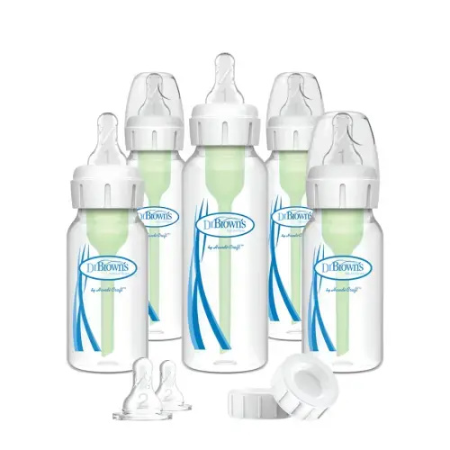 Dr. Brown’s Natural Flow® Anti-Colic Options+™ Narrow Baby Bottle Newborn Gift Set with Baby Bottle Travel Caps