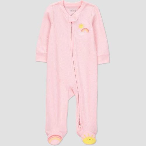 Carter's Just One You®️ Baby Girls' Zipper Sleep N' Play - Pink 6M: Rainbow Pattern, Snug Fit, Two-Way Zipper