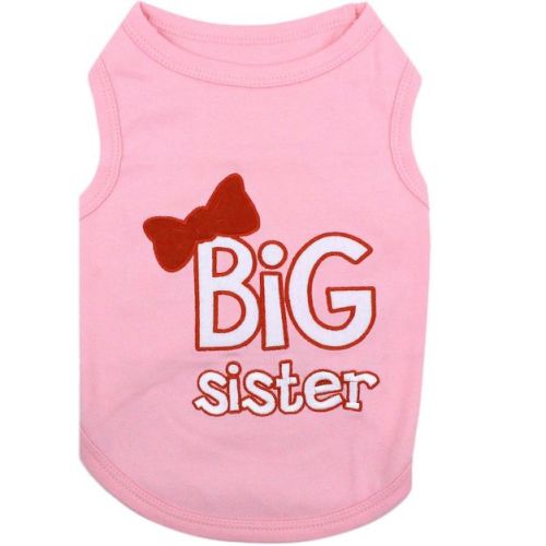 Parisian Pet 'Big Sister' Trendy Dog Apparel – Breathable Embroidered Pet Wear for Dogs & Cats, Pink L