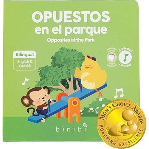 Binibi Spanish Musical Book for Babies & Toddlers 1-3 | Opuestos en el Parque | Bilingual Sound Book
