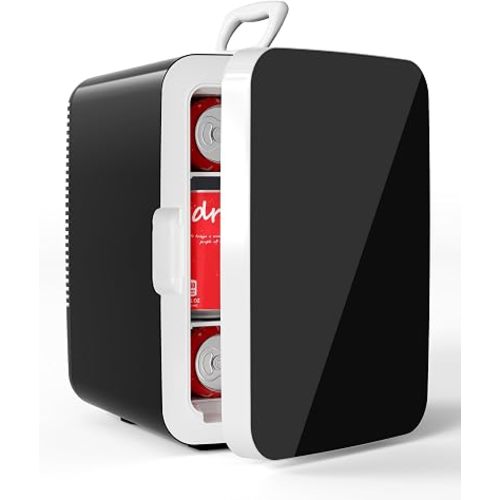 Electactic 10L Compact Mini Fridge, Portable Small Refrigerator, Small Cosmetics Cooler, 2.6 Gal Mini Fridge with AC/DC Adapters for Beverage, Food, Makeup, Bedroom, Office, Dorm, Classic Black