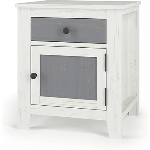 Child Craft Ocean Grove 1 Drawer Nightstand for Nursery or Bedroom, Large Storage Drawer, Made of Sturdy Pinewood, Non-Toxic, Baby Safe Finish (White/Gray)