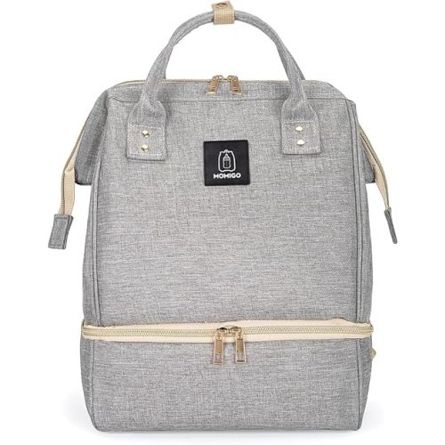 Breast Pump Backpack - Cooler and Moistureproof Bag Double Layer for Mother Outdoor Working Backpack with USB Charging Port, Large (Grey)