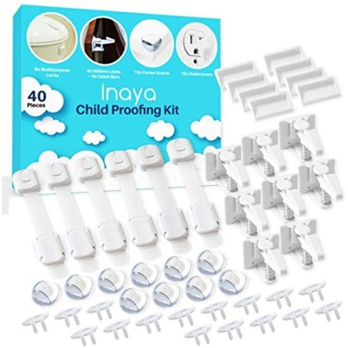 Complete Baby Proofing Kit - Child Safety Hidden Locks for Cabinets & Drawers, Adjustable Safety Latches, Corner Guards and Outlet Covers - Baby Proof Pack to Keep Your Child Safe at Home