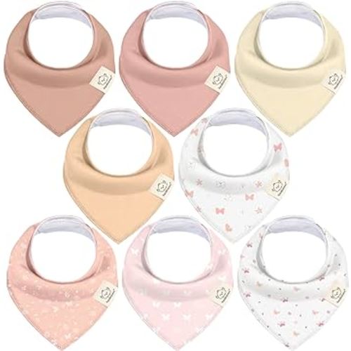 8-Pack Organic Baby Bandana Drool Bibs for Girls - Baby Bibs for Baby Girls, Baby Boys, Soft Cotton Bandana Bibs, Baby Drool Bib, Teething Bibs for Infant, Toddler, Bib Girl (Butterflies)