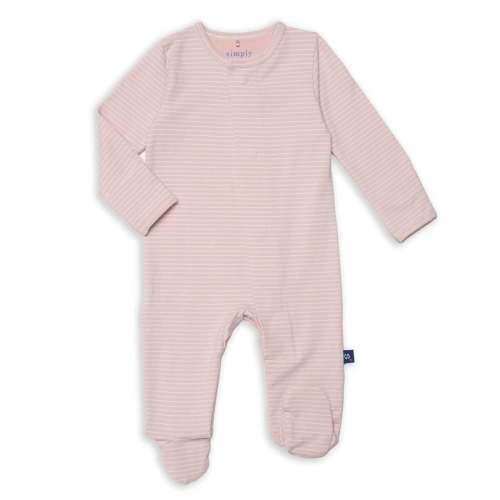 egret/peach stripe CloudStretch™ magnetic footie – Magnetic Me