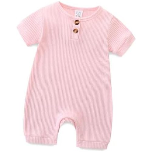 Infant Romper Solid Color One Piece Onesie Short Sleeve Summer Clothes for 0~12M Baby