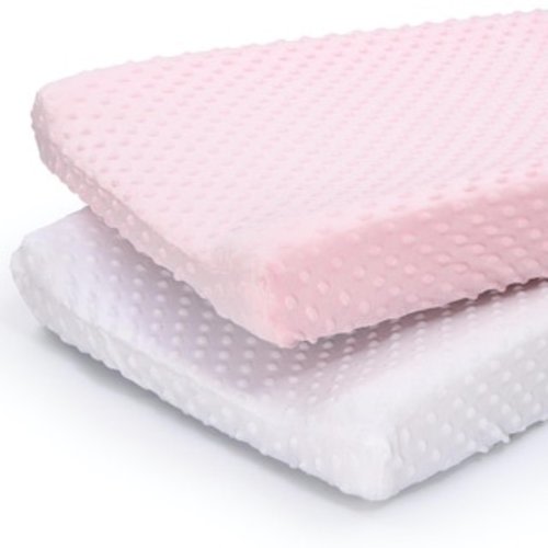 The Peanutshell Pink & White Minky Dot Changing Pad Covers, 2-Pack