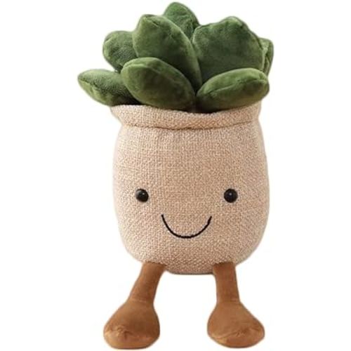 CHELEI2019 9.8" White Succulent Potted Plush,Funny Xmas Stuffed Succulent Plant Toy Gifts
