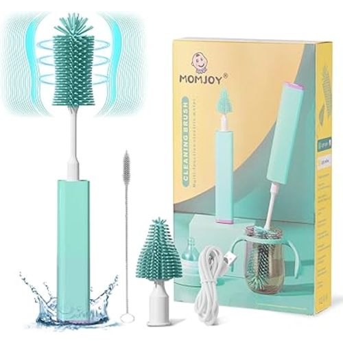 Electric Baby Bottle Brush Cleaner Set - IPX7 Waterproof Bottle Brush and Straw Brush, Silicone Bottle Brush