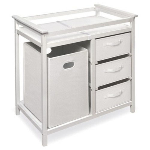 Badger Basket Modern Changing Table & Hamper, Color: White