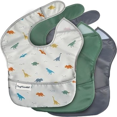 Tiny Twinkle Mess-Proof Baby Bib - Waterproof Bib for Baby Boy or Girl - PFAS, PVC, BPA, Phthalate Free - Baby Food Bibs