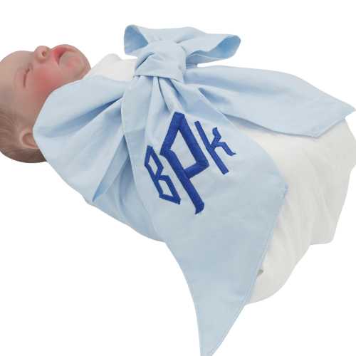 Personalized Newborn Swaddle Sash-Soft Cotton Maternity Sash with Big Bowknot - Custom Sash for Baby Girls & Boys-Newborn Photography Blue