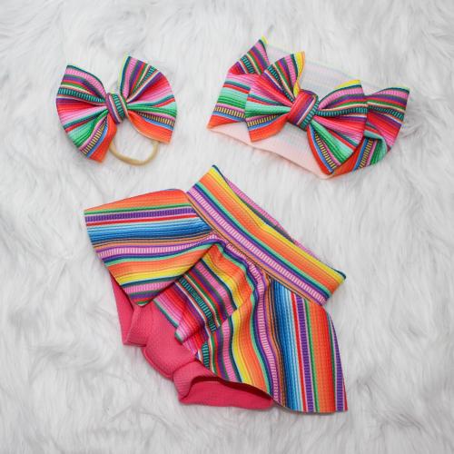 Serape Skirted Bummies and Bow for Baby girls, My First Fiesta Birthday Set, Colorful 1st Birthday Outfit, Mexican Baby Girl Clothes