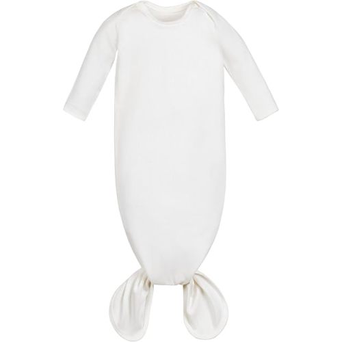 Under The Nile GOTS Certified Organic Cotton - Knotted Gown - White, 0 to 3 Months