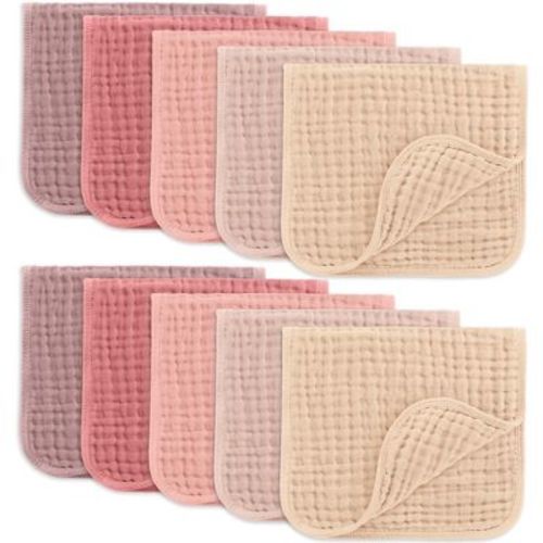 Muslin Burp Cloths Large 100% Cotton By Comfy Cubs (white, Pack Of 6)
