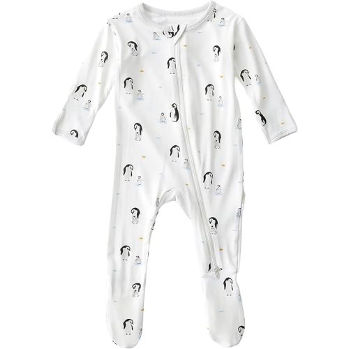 Soft Baby Bamboo Viscose Footie Pajamas, Zipper Closure, 0-24 Months