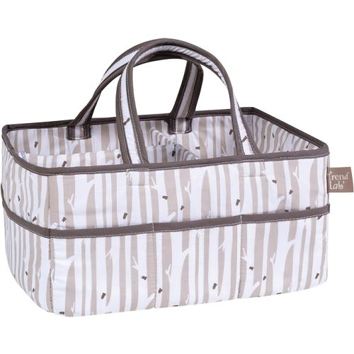 Birch Storage Caddy - Birch Print Body, Lining and Handles, Solid Trim, Taupe, White, Two Handles, 12 in x 6 in x 8 in
