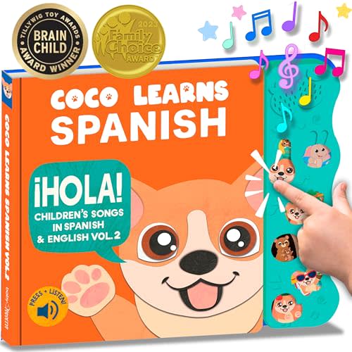 Coco Learns Spanish Vol. 2, Spanish Toys For Toddlers 1-3, Spanish Baby Books, Bilingual Children’s Book, Baby Books 0-6 Months In Spanish, Libros En Español Para Niños, Baby Musical Toys 6-12 Months